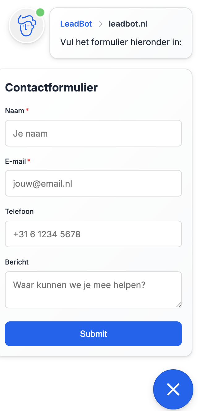 Formulier instellen